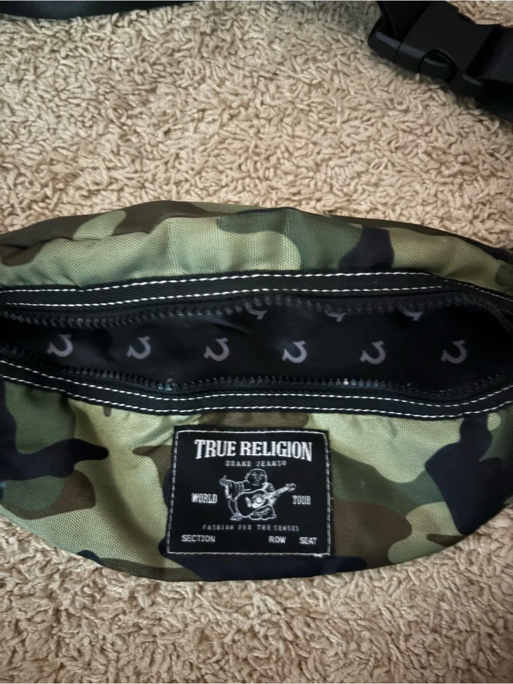 True Religion Camo Belt Bag in Olive & Black